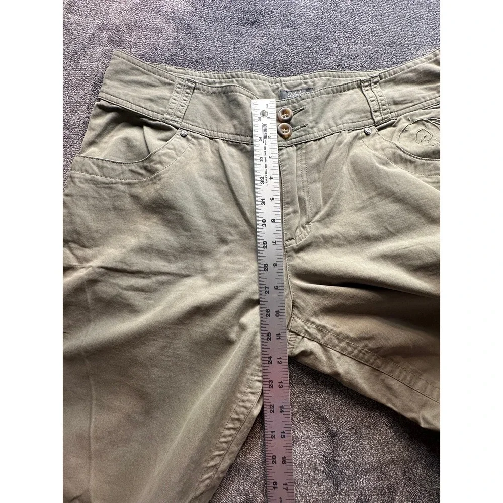 Cabelas Womens 12 Olive Green Cotton Nylon Utility Pants Embroidered L77PT075-15